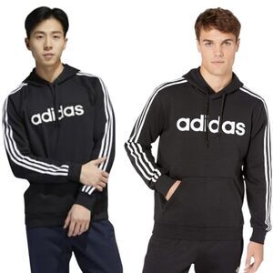 ADIDAS Black White Essentials Three Stripes Logo Pullover Hoodie Men's XXL